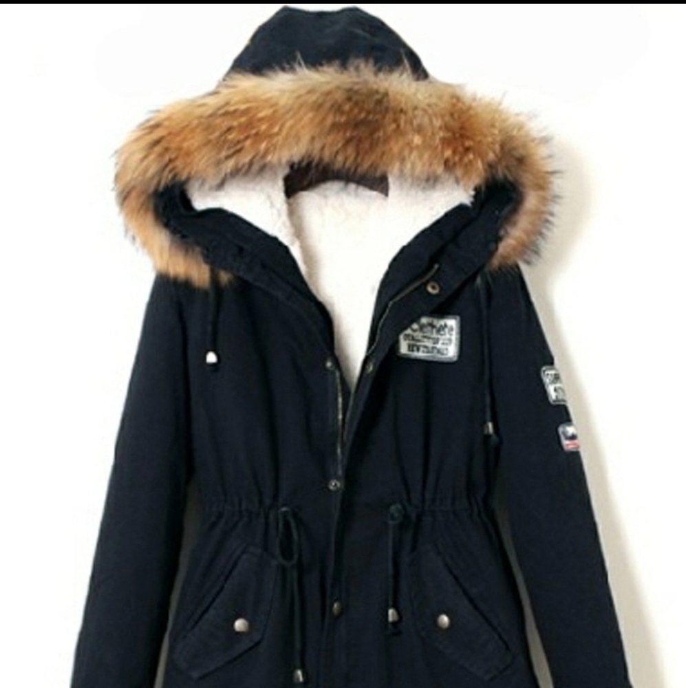 Faux fur hooded winter jacket